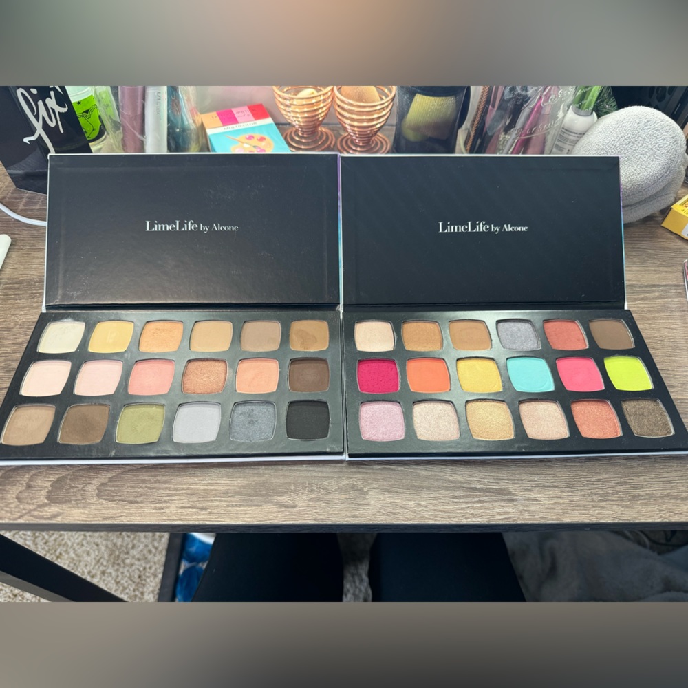 Two 18 well LimeLife by Alcone Eyeshadow Palettes.